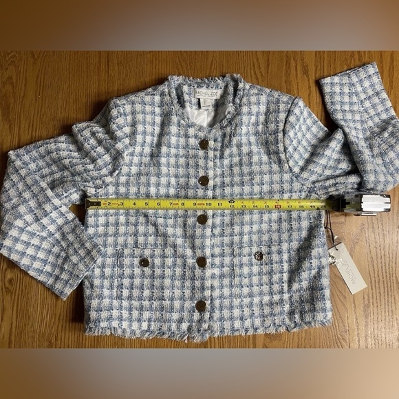 NWT Rachel Zoe Tweed Blue & Gold Blazer Size Large - Picture 6 of 8
